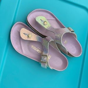 Birkenstock 38 Gizeh iridescent pebble metallic RARE